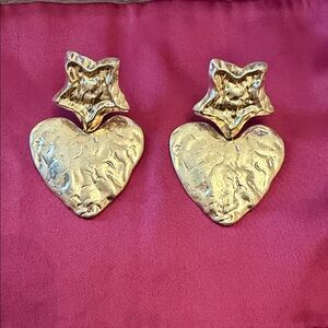 Zara Gold Heart & Star Drop Earrings, belt selling separately